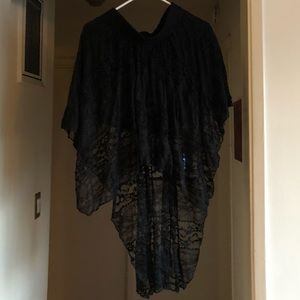 Black lace high low skirt Small